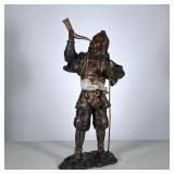 Gilt Bronze Samurai Figure | A Chinese bronze study of a Japanese or Chinese warrior in ornamental d