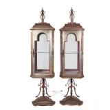 (2pc) Fantastic Italianate Display Cabinets | Four glazed sides with single cabinet door raised on w