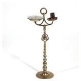 Brass Cigarette Stand | With bell and cut crystal ashtray. - h. 29.75 x w. 12 in-