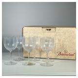 (6pc) Baccarat Wine Glasses | One glass with gold Baccarat label. - h. 6.25 x dia. 3.25 in (ea.)