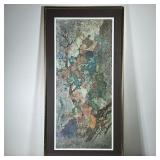 Pang Tseng-Ying Print | Matted and framed print of a batik painting, “Lone Tree”. - h. 40.75 x w. 21