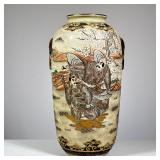JAPANESE SATSUMA VASE | Showing samurai and courtiers before cherry blossom tree, marked on the bott