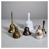 (6pc) MIXED DINNER BELLS | Mixed lot of dinner bells including: ceramic bells, brass bells, silver p
