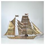 Curtis Jere Style Ship Wall Hanging | Mid-century modern copper schooner model ship wall hanging. - 