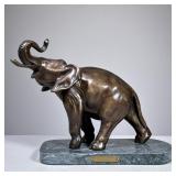 After barye Bronze | Good luck elephant After Antoine-Louis Barye (1795-1875) On a green marble base