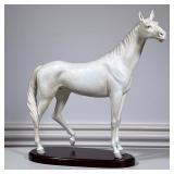 LARGE LLADRO PORCELAIN HORSE | White mare, marked and numbered 73, mounted on a wood base. - h. 15 x