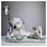 Shepherd LLadro | Lladro porcelain group showing a boy in hat sleeping with staff by his side, as go