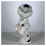 Porcelain Clown Figure | Black and white dressed clown, with incised signature on bottom “Edith W”. 