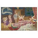 Needlepoint Tapestry Scene | With red paint and gilt over bronze, signed "Conti" on the base. - h. 1