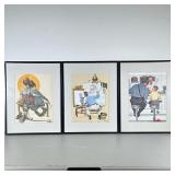 (3pc) Norman Rockwell Prints | Reproductions of iconic Rockwell works in black frames. - h. 18.5 x w