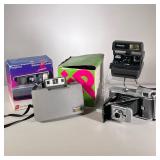 (5pc) Vintage Polaroid Cameras | Spectra AF Camera, Polaroid Land Camera Model 80 among the cameras.