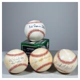 (4pc) Signed Baseballs | Four autographed baseballs including Al Gionfriddo "The Catch" dated 10-5-4