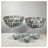 (6pc) Chinese Famille Rose Bowls | Including two center bowls and four smaller bowls (dia. 5 in.) - 