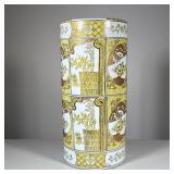 Yellow Painted Umbrella Stand | Chinese enameled porcelain umbrella stand with bamboo and foliate de