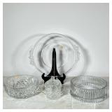 (4pc) Crystal Table Items | Crystal bowls and tray, including 24% lead Crystal carved bowl from Pola
