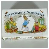 (4pc) Wedgwood Peter Rabbit Nursery Set | Comprising a plate, porringer, mug, and egg cup in Peter R