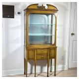French Style Display Cabinet | Glass display case with two side-opening doors over a lower section o