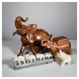 (4pc) ELEPHANT FIGURES | Mixed lot of elephant figures including: ceramic painted elephant figurine,