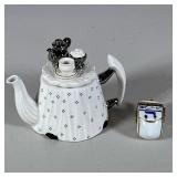 (2pc) Limoges Dreidel & English Teapot | Including a Rochard Limoges France hand painted porcelain d