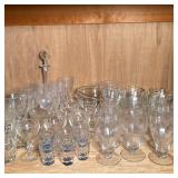 BACCARAT DECANTER & OTHER GLASSWARE | A large mixed lot of clear glassware and dishes including one 