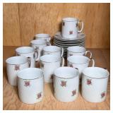 (23pc) Rose Porcelain Tea Set | Rose and gilt decorated china tea or coffee set including 12 handled