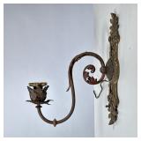 Antique Brass Wall Sconce | h. 16 x w. 4.5 x d. 13 in