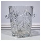 LARGE BLOWN & ETCHED CRYSTAL WINE COOLER | Crystal glass with mounted blown glass scroll handles, wi