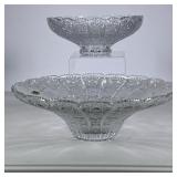 (2pc) Crystal Bowls | Including a large Lausitzer Glas heavy cut crystal bowl with gold label, and a