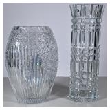 (2pc) Crystal Vases | Including a cut crystal flower vase with star motif and banded pattern, and a 