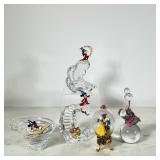 (5pc) Disney Collectibles | Including three Mickey Mouse crystal glass figures (two on waves, one on