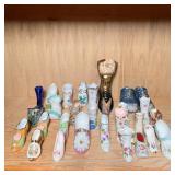 LARGE MIXED LOT SHOE FIGURES | Ceramic, porcelain, glass, wood, and other shoe figures, with some pi