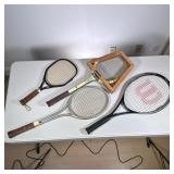 (4pc) Tennis & Other Rackets | Including a Wilson tennis racket, a Harry C. Lee junior racket with w