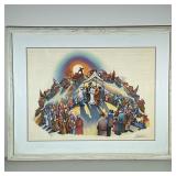 Ari Gradus (Israeli, b. 1943), Lithograph | Jewish Wedding Chuppah. White framed print has embossed 