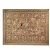 LARGE BURMESE KALAGA TAPESTRY WITH FIGURAL SCENES | This large Burmese Kalaga tapestry features intr