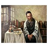 DAVID BEN ISRAEL OIL PAINTING | Rabbi Studying Oil on board 16 x 20 in. board Signed lower right "Da
