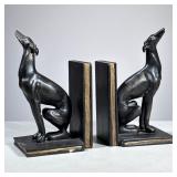 (2pc) Greyhound Bronze Bookends | Matching book ends by Sterling Industries, made in the Philippines