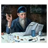 DAVID BEN ISRAEL OIL PAINTING | Clockmaker Oil on board 16 x 20 in. board Signed lower right, in for