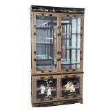 Japonaise Lacquered Cabinet | Black lacquered and gilt display cabinet in Japonisme style with appli