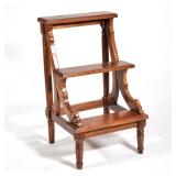 Carved Library Stairs | Carved wood library stairs with three steps, can also be used as a plant sta