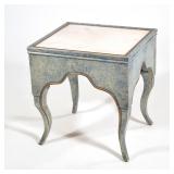 Marble Top Side Table | Faux painted frame with an inset marble or other stone top. - h. 20.5 x w. 1