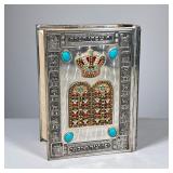Silver-Covered Prayer Book | Jeweled cover Jewish prayer book, silver plate surround or other polish