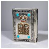 Silver-Covered Prayer Book | Jeweled cover Jewish prayer book, silver plate surround or other polish