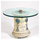 Column form Side Table | Designed as a cast plaster painted Column-form side table with decoration i