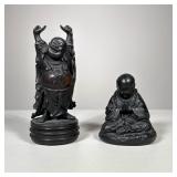 (2pc) Buddha Figures | Including a standing Buddha figure and a seated Bodhisattva. - h. 7 x w. 3 in