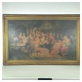 Framed Aristocratic Parlor Scene | Framed reproduction of a painting showing aristocratic figures in