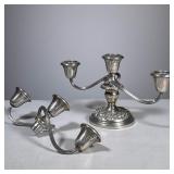 (2pc) Gorham Sterling Candelabra | Weighted sterling silver three light candle holders, one lacking 