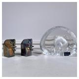 (3pc) Elephants and Panda | A Dansk Design pair of silver plated elephants marked on the bottom and 