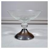 Silver & Crystal Compote | Etched crystal glass bowl on a sterling silver base. - h. 5 x dia. 6 in