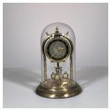 SCHATZ GLASS DOME CLOCK | Schatz brass & glass dome clock made in Germany. - h. 9 x dia. 6 in