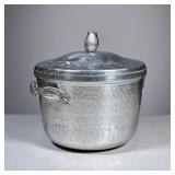 Japonaise Ice Bucket | Hammered metal with engraved lid and having flower petal handles and finial -
